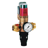 Disconnettore per tubazioni Honeywell R295SA-1B, classe di rischio 4, BRONZO, azionamento elettrico, manometro, pressione 1 bar, DN 32