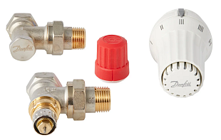 Set radiatore con testa termostatica e valvola Danfoss angolare DN 15
