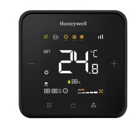 Termostato fan-coil Honeywell con sensore di umidità, nero 240V (WTS3B4BMB/H)