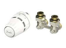 Set con testa termostatica Danfoss Regus M30x1.5 e raccordo angolare RLV-KB (015G5307)