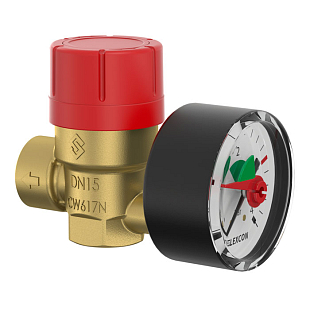 Valvola di sicurezza con manometro Flamco Prescomano 1/2" x 3/4", 2,5 bar (27687)