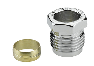Raccordo a compressione Danfoss per tubi in acciaio e rame 15 mm G 1/2" cromato (013G4195)